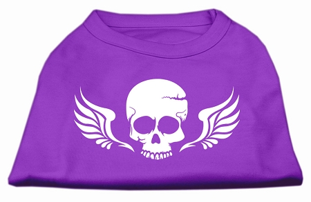 Skull Wings Screen Print Shirt Purple Sm